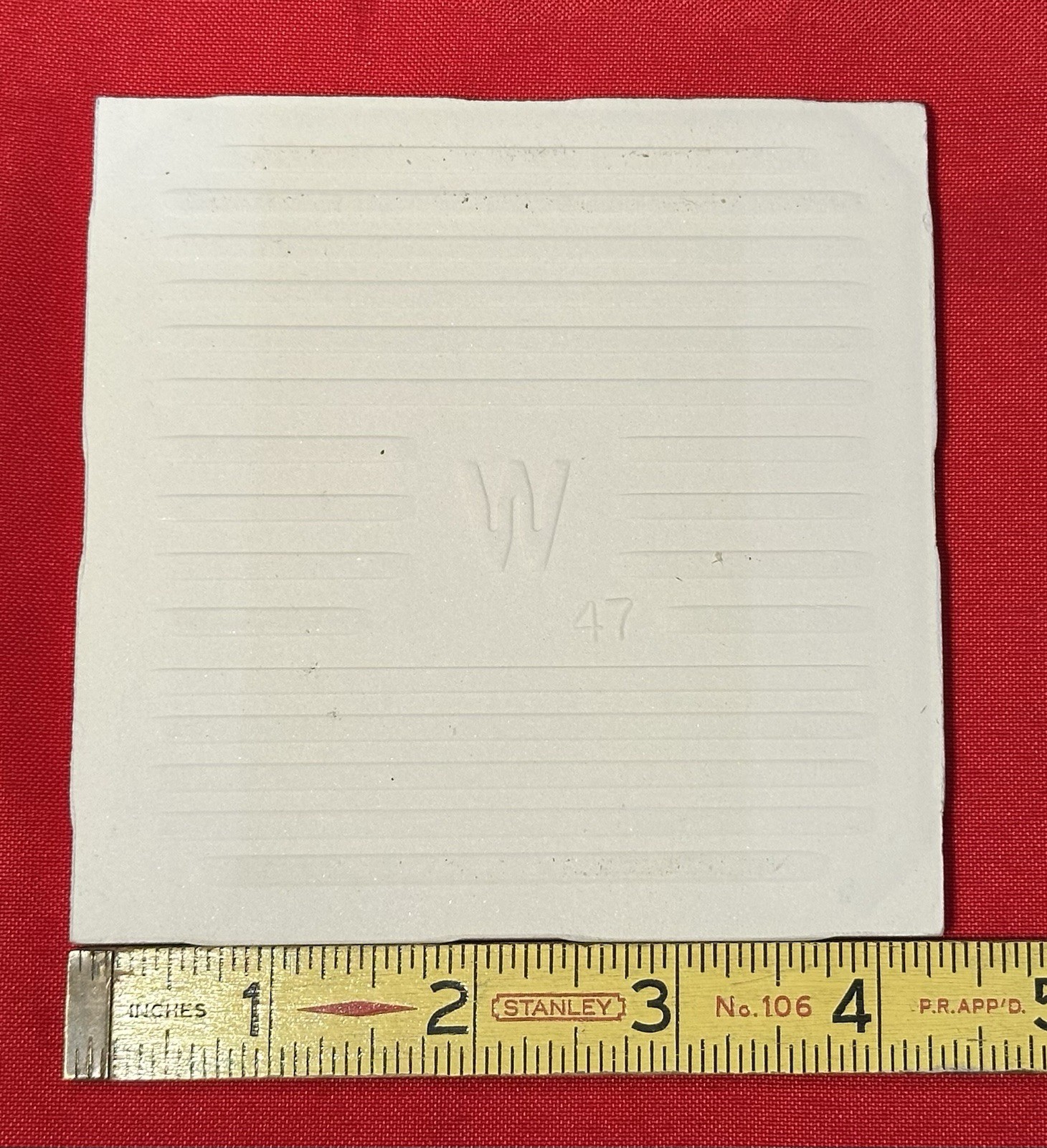 1 pc. Gloss White #300: 4-5/16″ Ceramic Tile by Wenczel Co. made 1960’s -1980’s