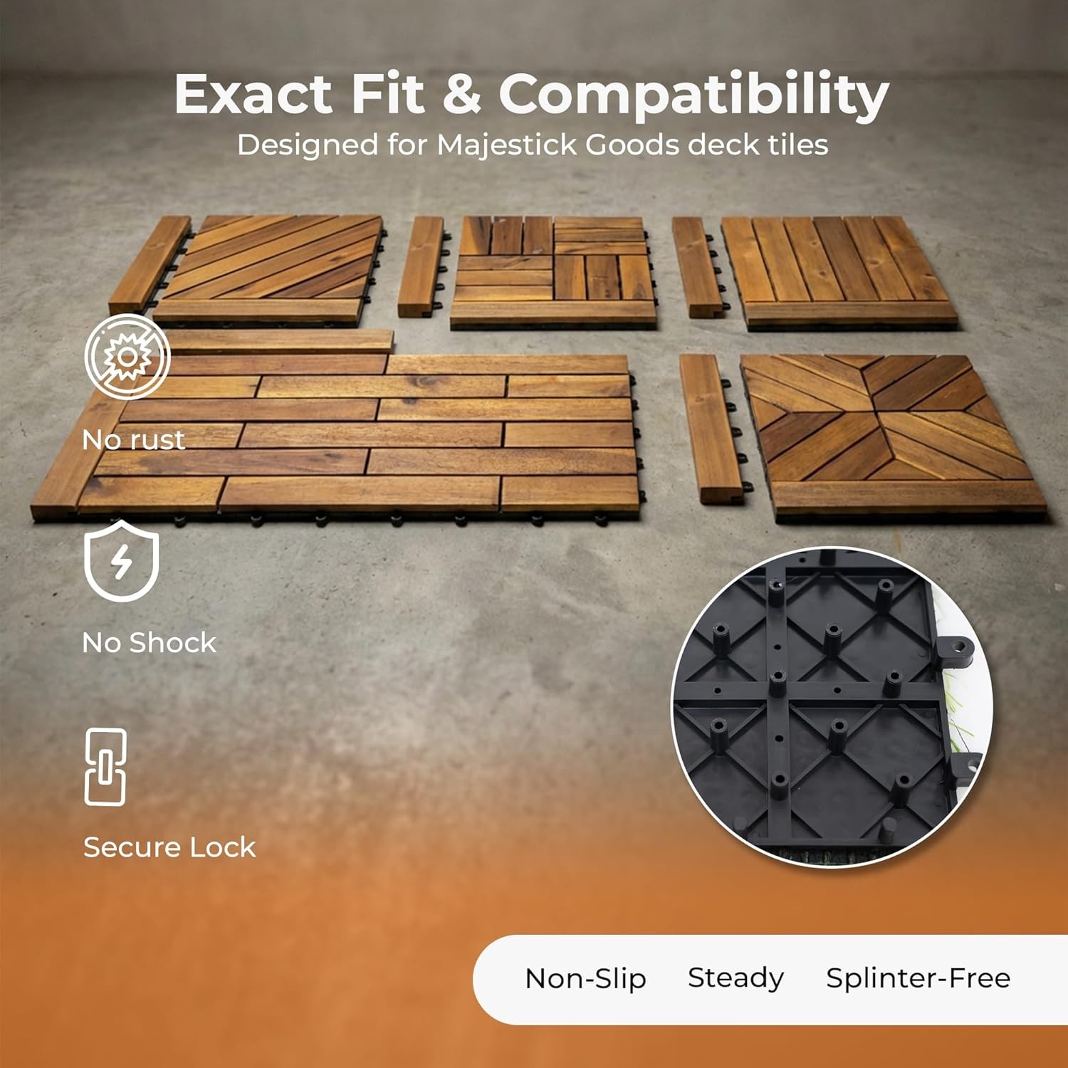 Acacia Hardwood Straight Edge for Interlocking Deck Tiles Decking Straight