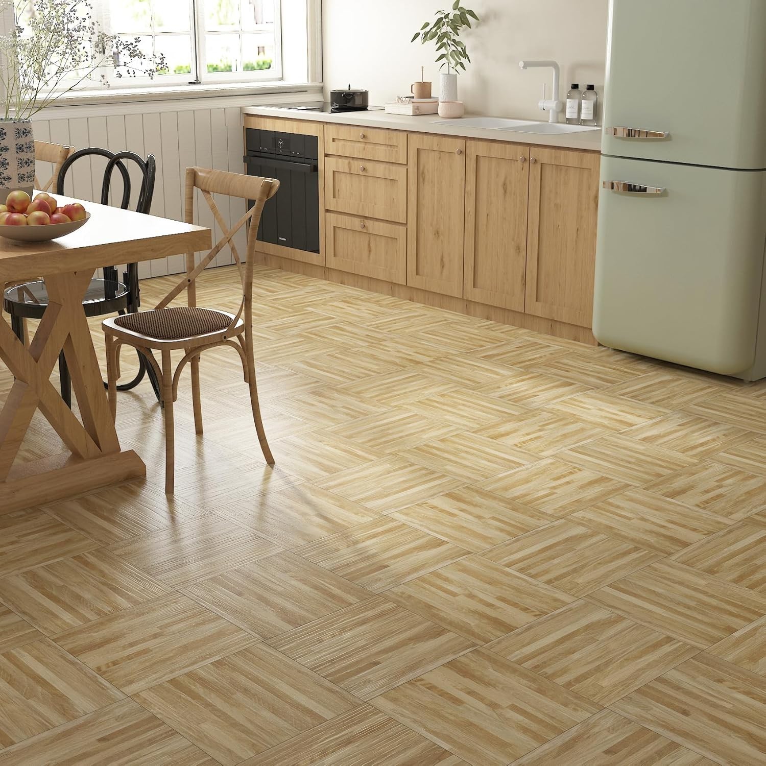 Light Brown Wood Flooring Planks Peel and Stick Floor Tile Wood Plank Beige T…