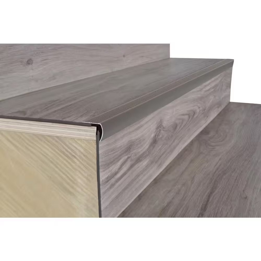 1-1/8 In. X 1-1/8 In. X 36 In. Satin Nickel Aluminum Brushed Stair Nosing