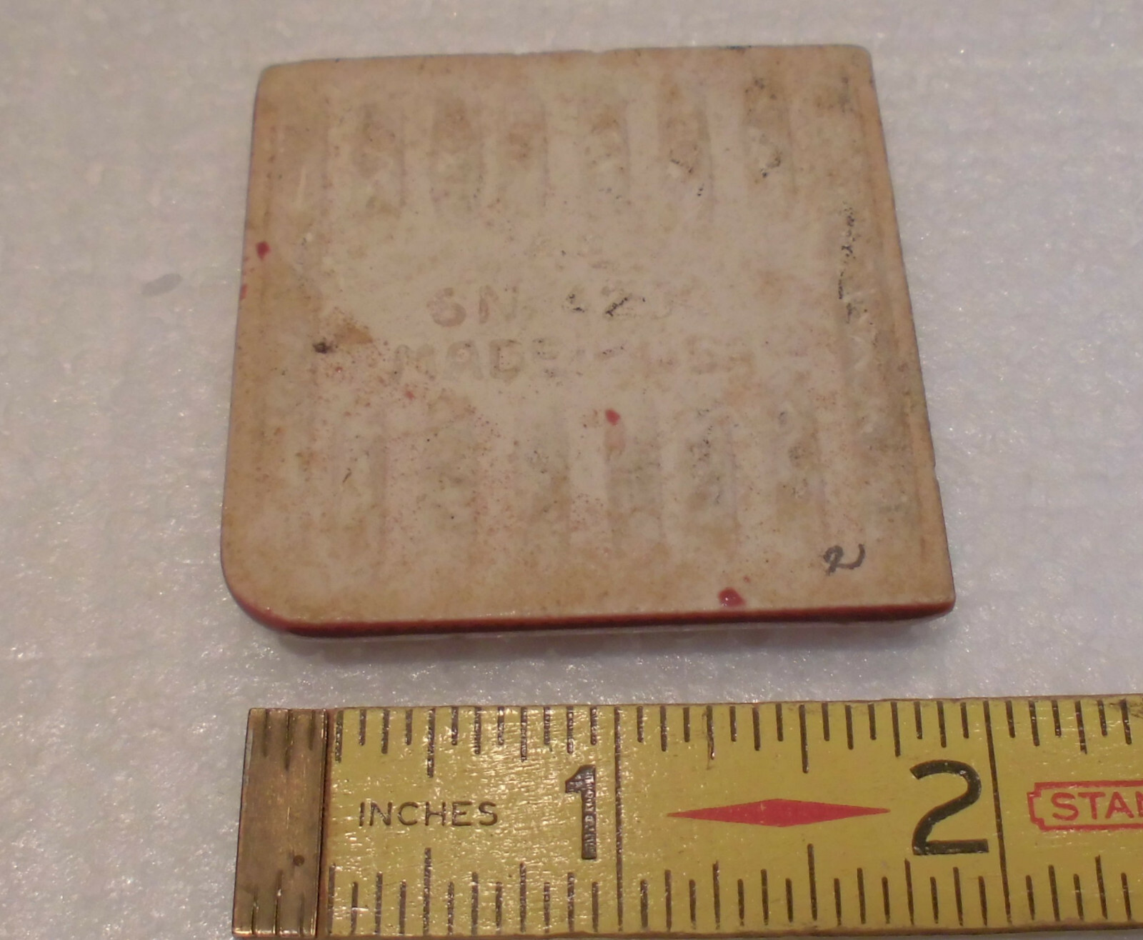 Burgundy 2″ X 2″ X 5/16″ Ceramic Surface Bullnose Corner Tile; made 1940’s