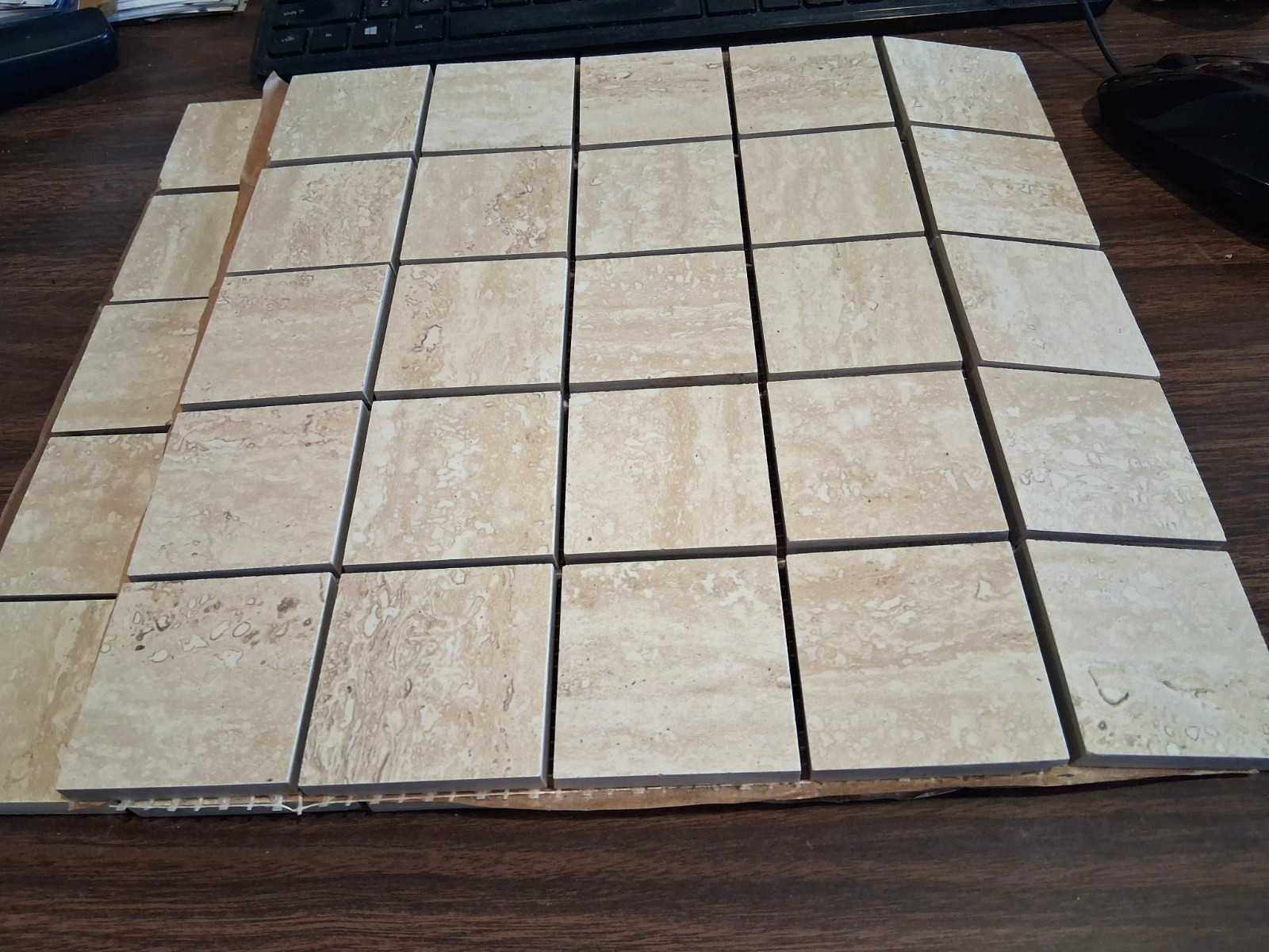 FLORIDA TILE TRAVERTINO BIANCO 12″ x 12″, EACH TILE PIECE IS 2.25″ x 2.25″