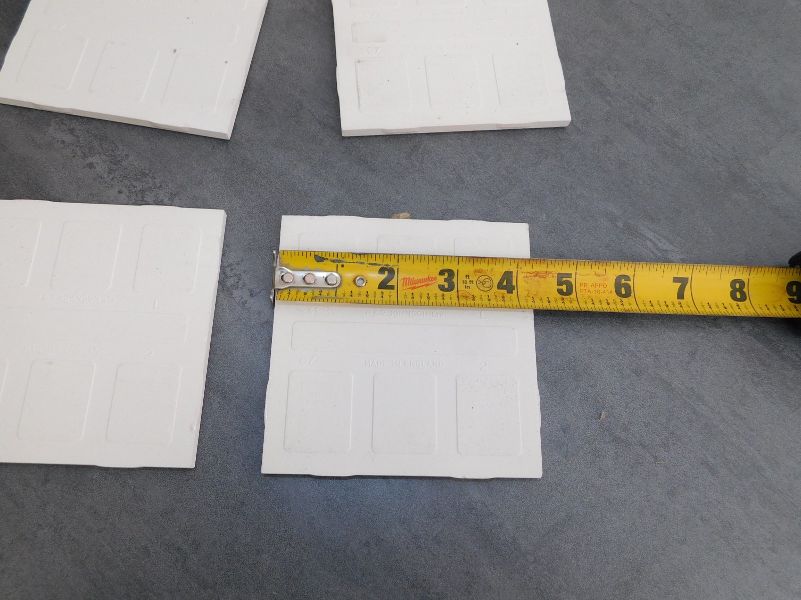 Vtg H&R 1960s NEW OLD STOCK LOT OF 5 PINK with SPECKLES CERAMIC WALL TILE