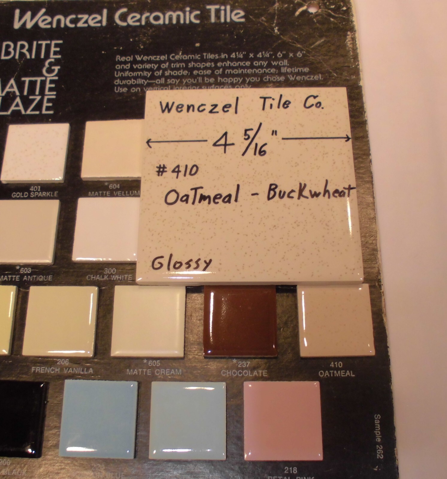 1 pc. Oatmeal – Buckwheat: Glossy Ceramic Tile by Wenczel Tile Co. 4-5/16″