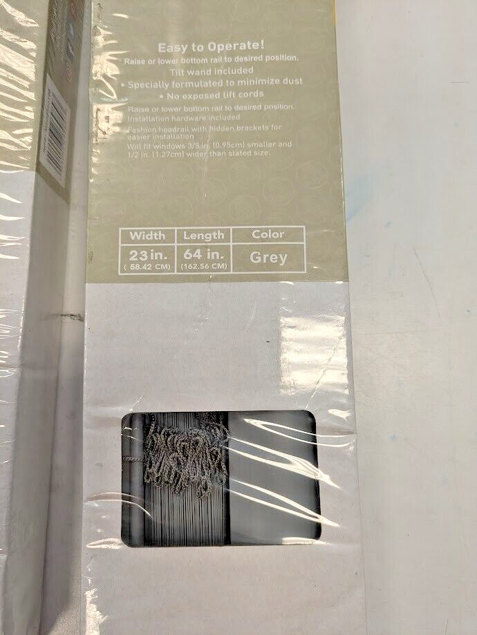 PAIR – Cordless GII Morningstar 1″ Light Filtering Mini Blind 23 x 64 – Grey