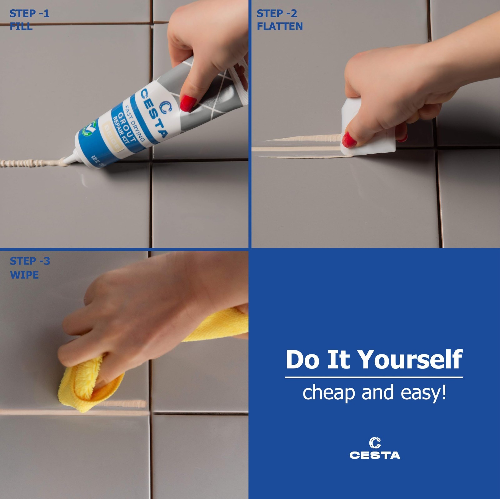 Tile Grout Repair Kit – Fast Drying Waterproof Paint for Bathroom & Kitchen Tile