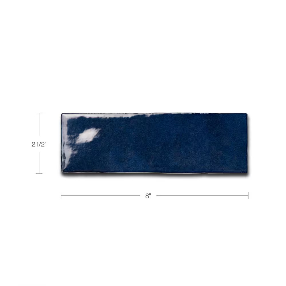 Cloe Subway Glossy Blue 2.5 In. X 8 In. Handmade-Look Ceramic Wall Tile (10.64 S