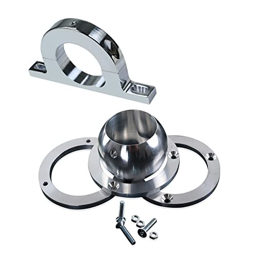 S 2″ Swivel Base Floor Mount & 2″ Column Polished Aluminum keyed Steering