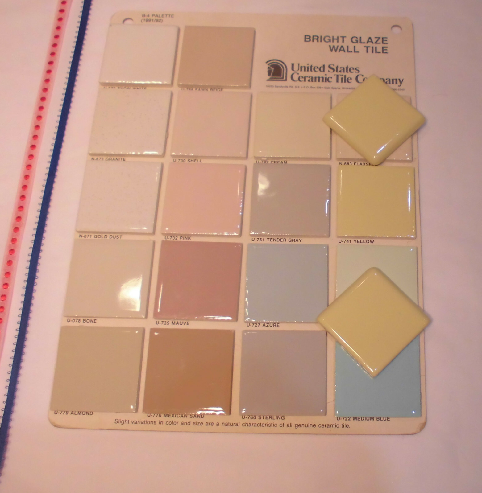 2 pcs. Glossy Yellow 2″ X 2″ X 5/16″ Ceramic Surface Bullnose Corner Tiles NEW