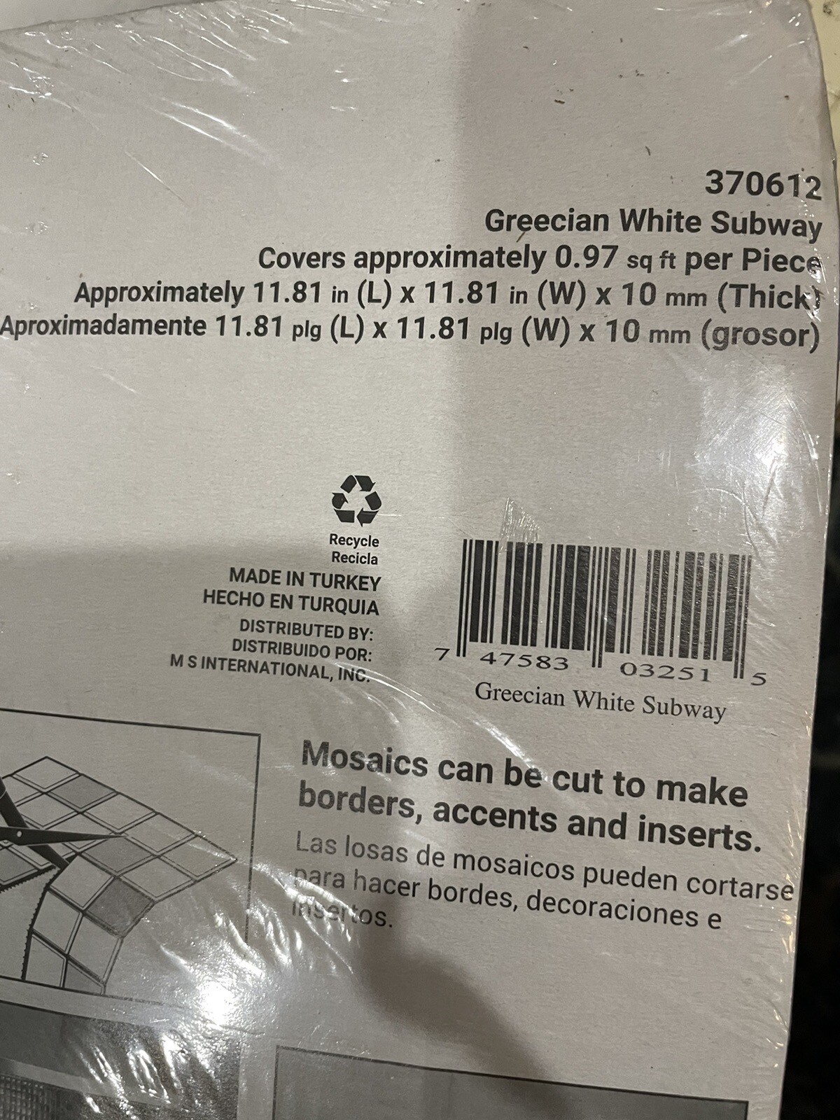 6 Sheets MSI Greecian White 11.81”x11.81” Polished Marble Mosaic Made Europe
