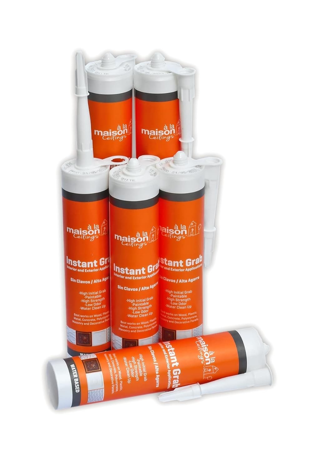 Instant Grab High-Strength White Adhesive – 6-Pack for Multi-Surface Bonding
