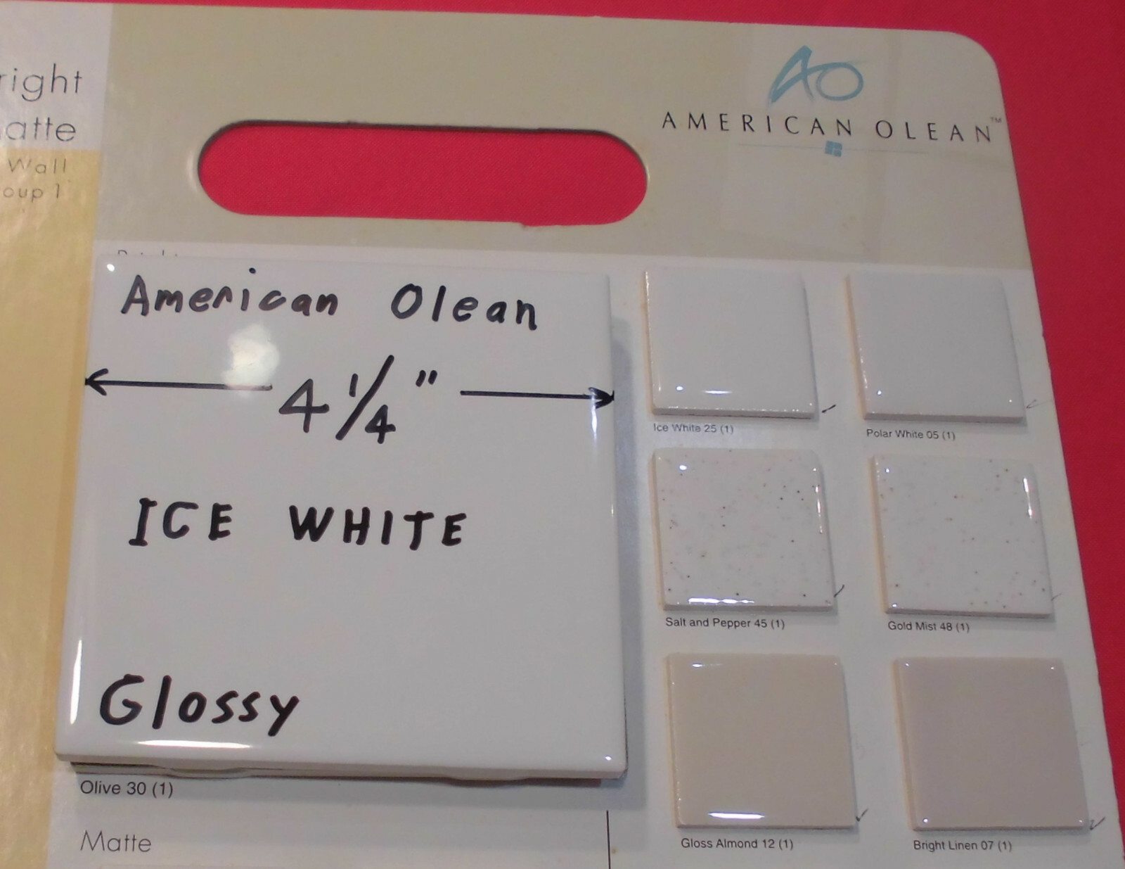 12 pcs. Glossy *Ice White* Ceramic Tiles by American Olean…4-1/4″ Brightest