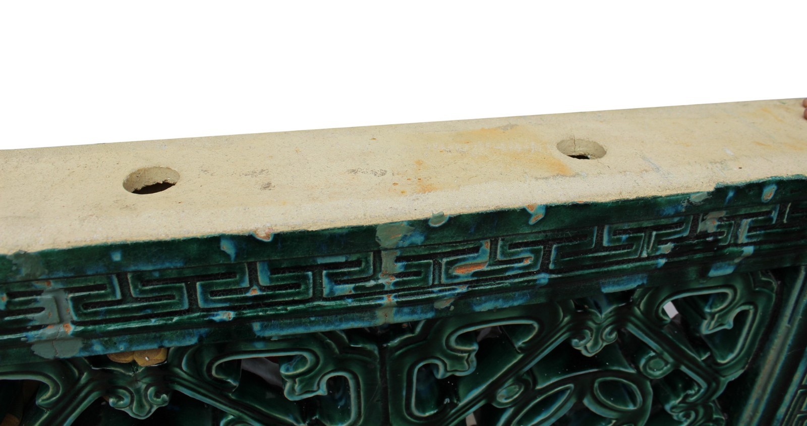 Large Chinese Oriental Green Glaze Square Ru Yi Clay Tile cs3973