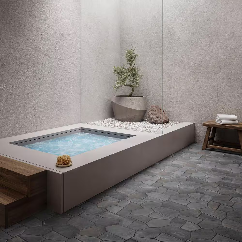 Countryside Organica Java Gray 11.81 In. X 19.68 In. Honed Marble Mosaic Floor a