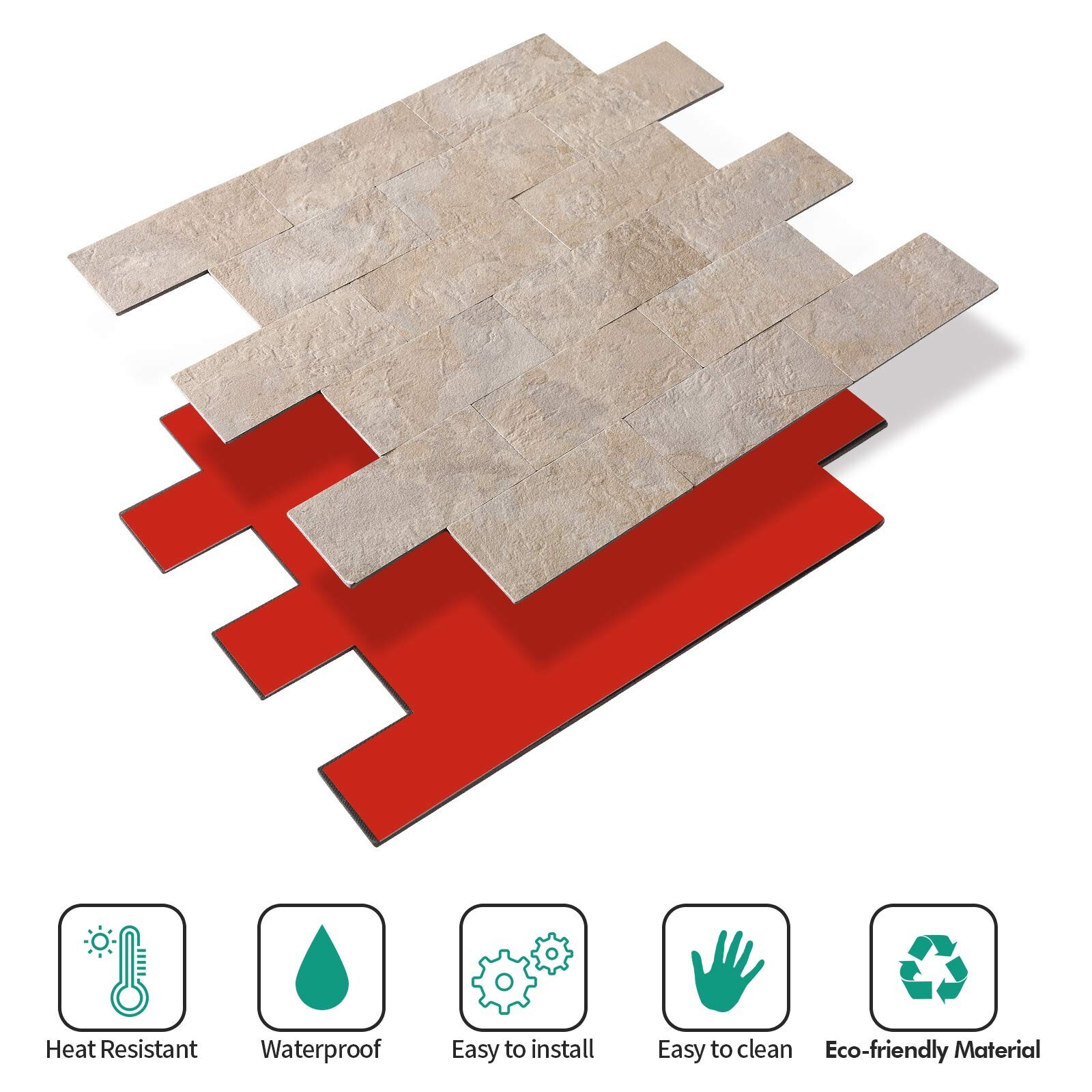 10-Pack Peel and Stick Tile Backsplash 12″X12″ PVC Wall Tiles, Stick on Backs…