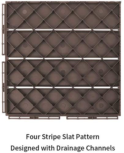 Patio Deck Tiles, 12 x 12 inches Composite Interlocking Decking Tile, Four Sl…