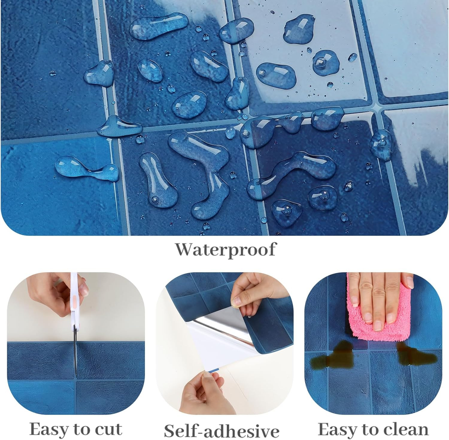Sea Blue 3D Peel and Stick Backsplash Tiles – 20 Waterproof Vinyl Sheets