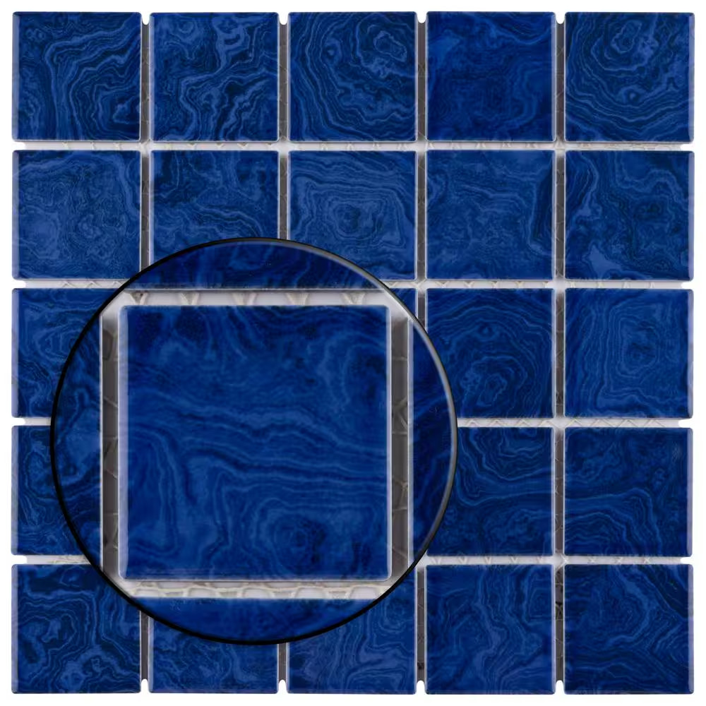 Resort Marine Blue 12 In. X 12 In. Porcelain Mosaic Tile (1.02 Sq. Ft./Each)