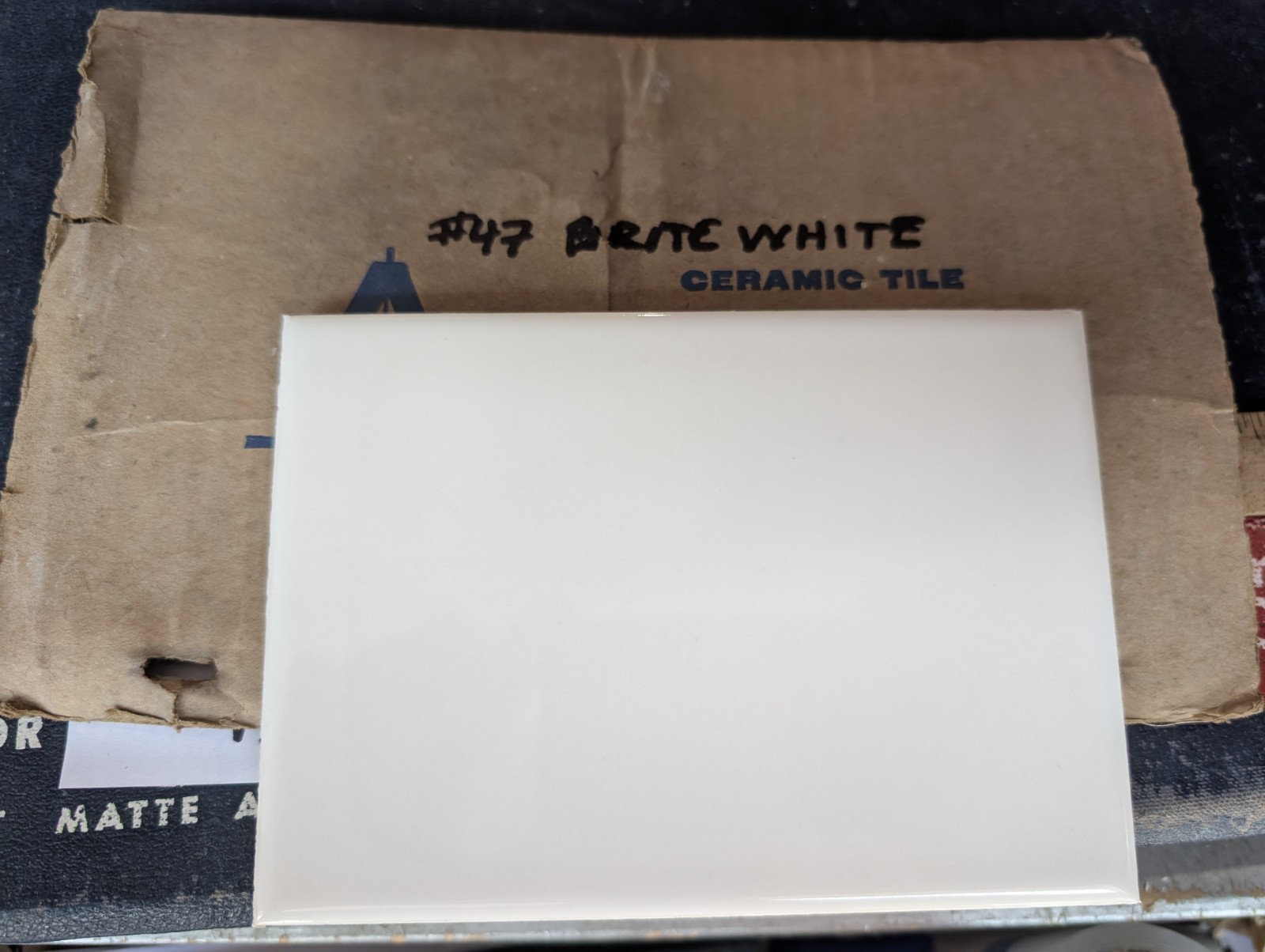 2 pcs American Olean Ceramic Tile Gloss Brite White #47 4-1/4×6″ 1950s 1960s 70s