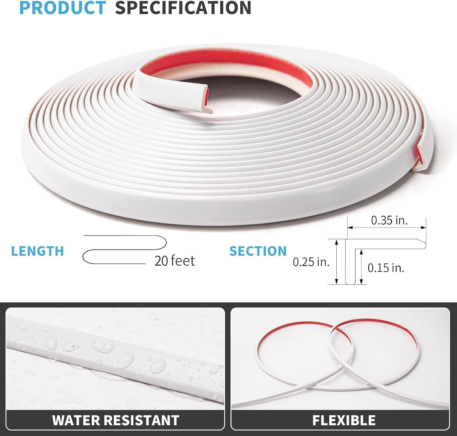 Art3D 20Ft outside Vinyl Corner Trim Peel and Stick for Tile and Wall Edges, Fur