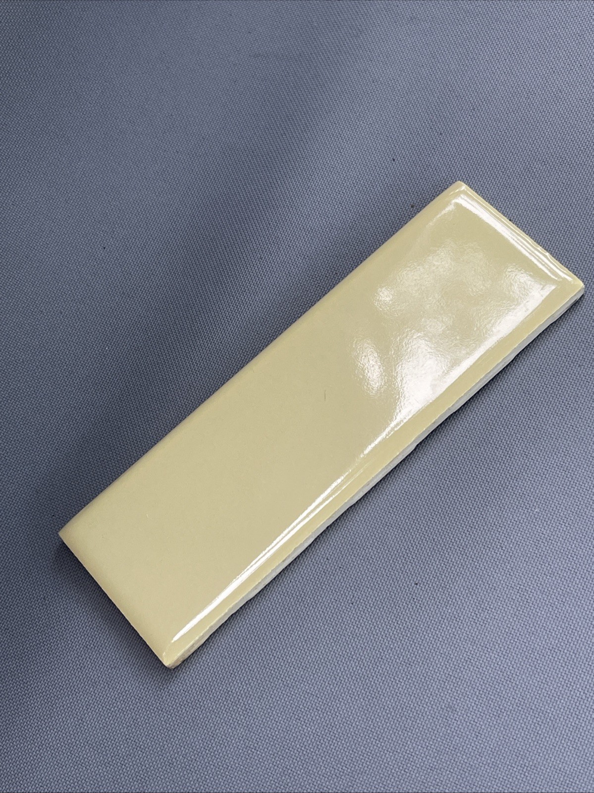 5 Vintage Yellow Gloss Ceramic Bullnose Flat Trim Tiles 2X6 457
