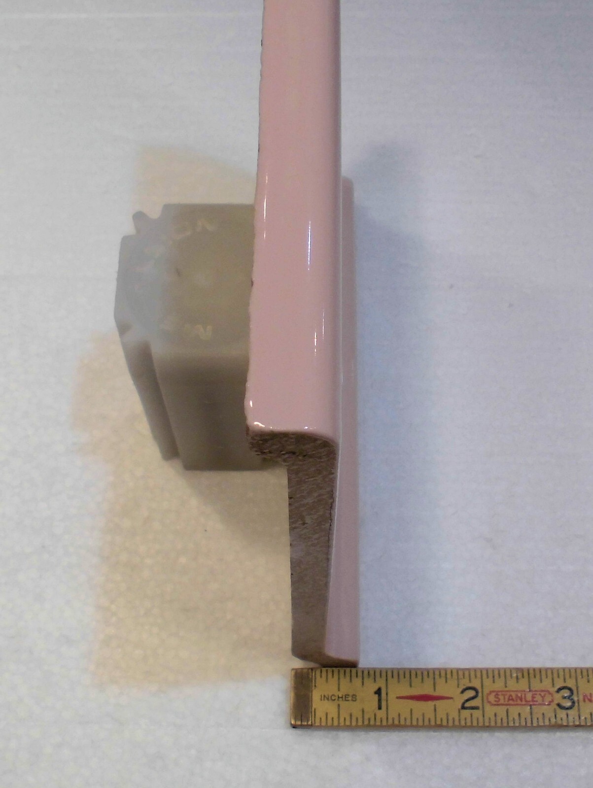 1 pc. Vintage Glossy *Pink Mist* 6” X 6” Ceramic Cove Base Tile by MID-STATE