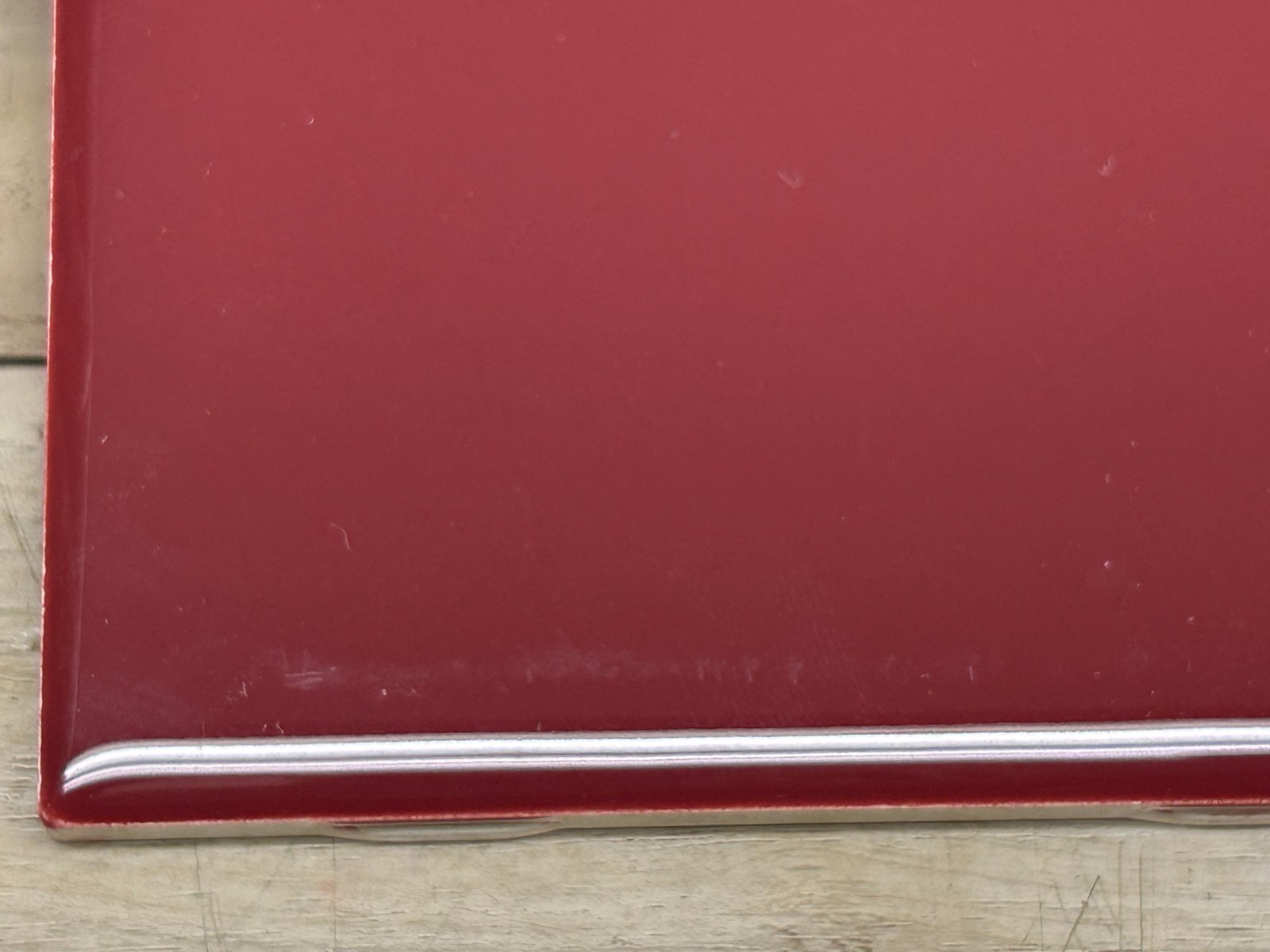 Vintage Lot Of 4 Ceramic Bath/Kitchen Wall Tiles 4.25 Inch Square Burgundy Red