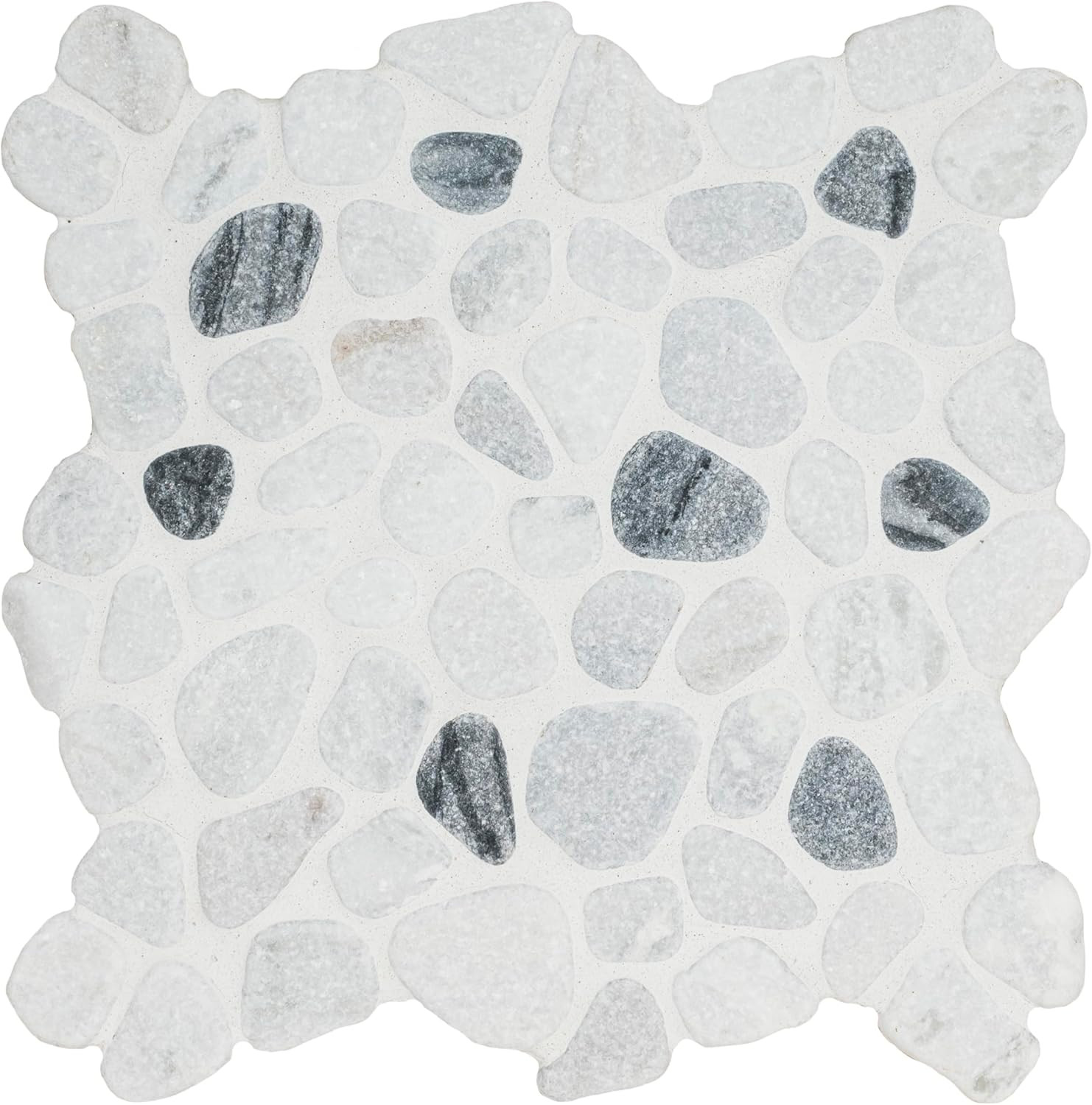 Black & White Mosaic Pebbles Tile for Kitchen & Bath – 10 Sq. Ft.