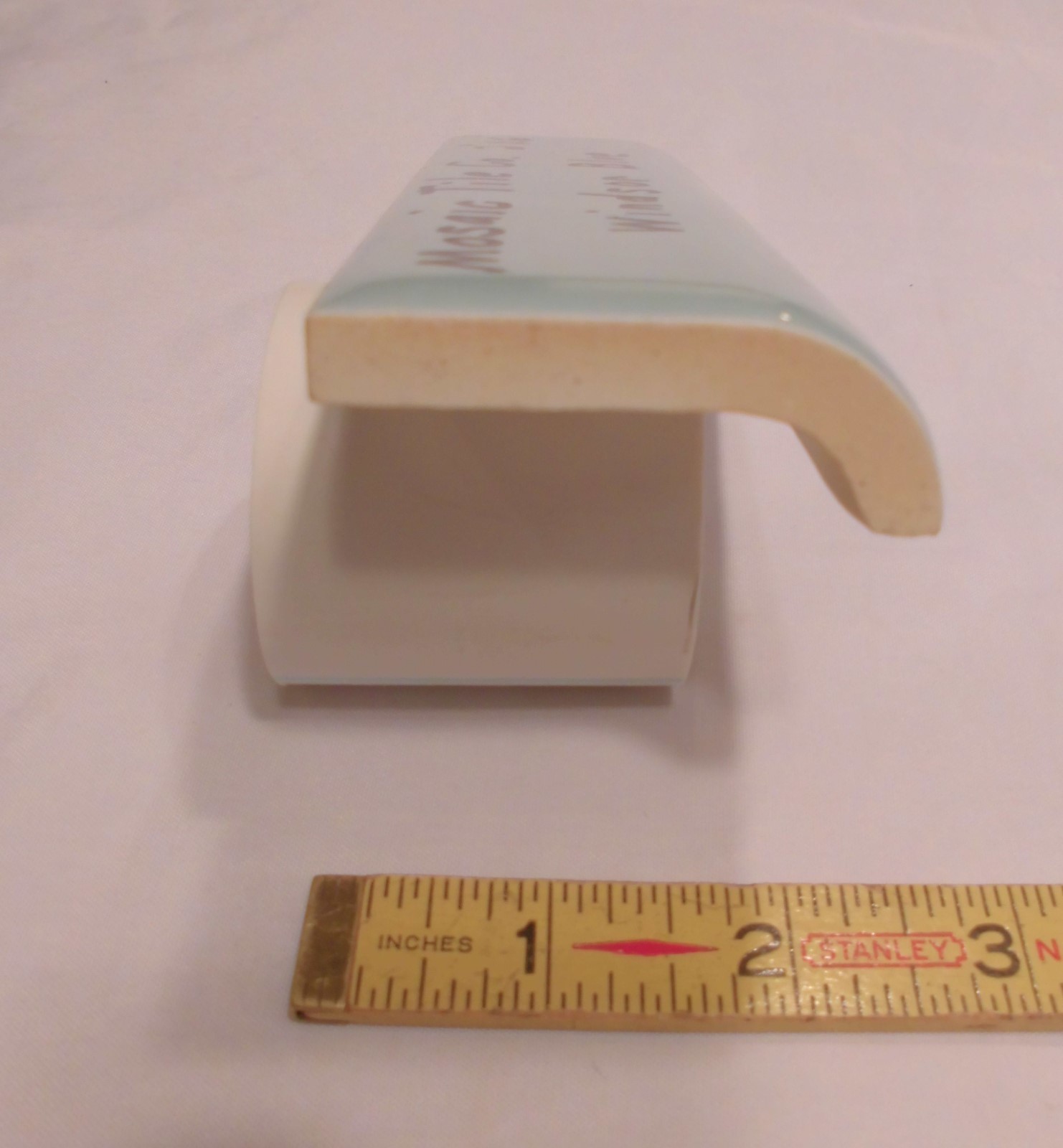 1 pc. Windsor Blue: 2″ X 6″ Glossy Ceramic Bullnose Radius Tile by Mosaic Co.