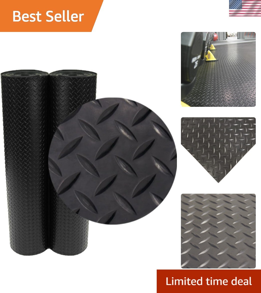 Durable Diamond-Plate Rubber Flooring Roll – 4ft x 1ft – Slip-Resistant Design