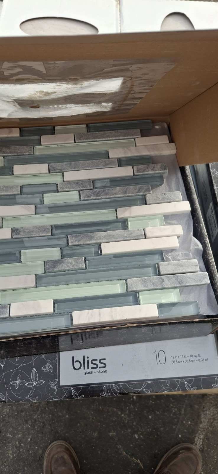 Anatolia Bliss Glass & Stone Linear Mosaic Tile 12″x12″ Sheet Backsplash Wall