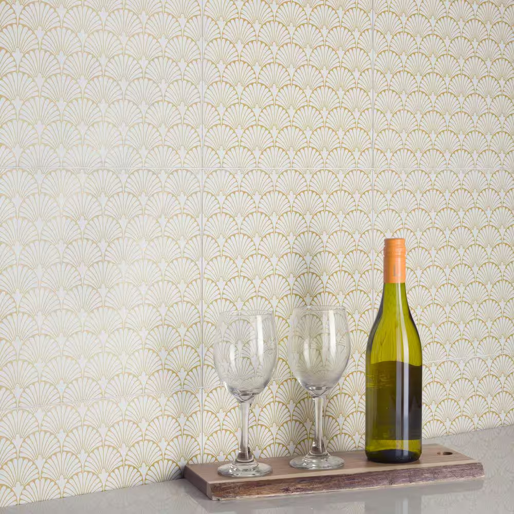 Art Deco Manhattan White 11-3/4 In. X 11-3/4 In. Porcelain Floor and Wall Tile (