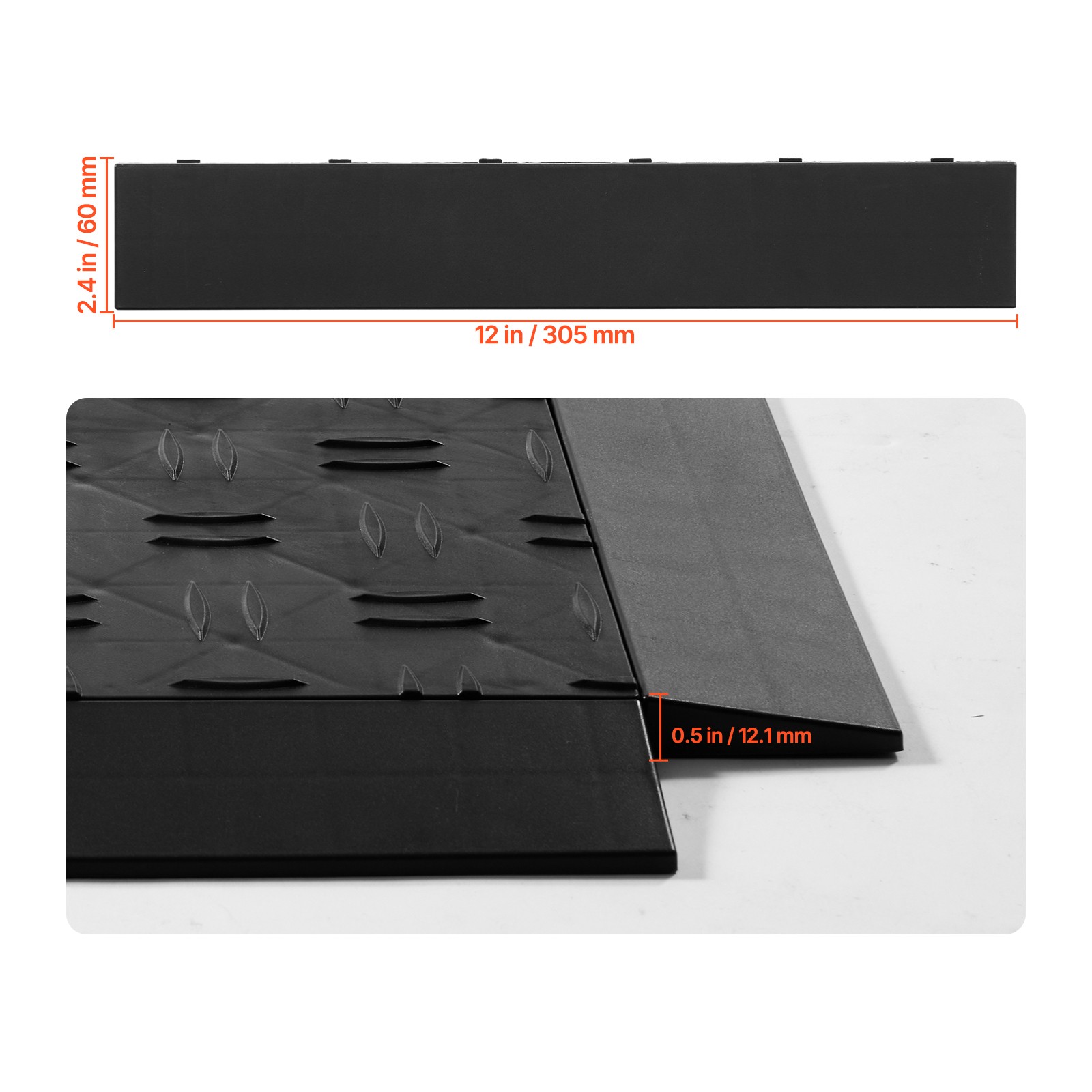Uimoso 15-Piece Interlocking Garage Floor Edge Kit, Non-Slip, Black, PP Material