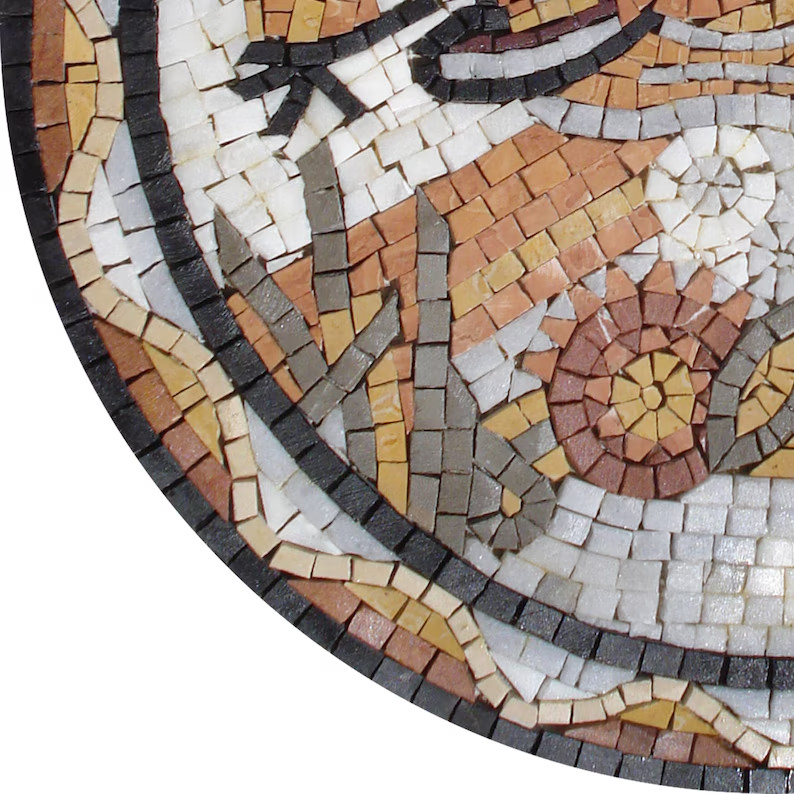 Exquisite 20-Inch Handmade Fish Marble Mosaic Medallion for Artful Décor