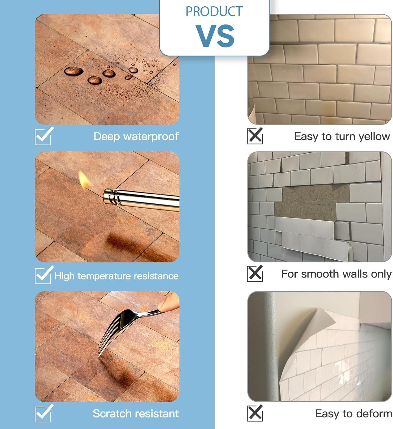 10-Pack 12″x12″ Copper Metal Peel and Stick PVC Wall Tiles for Backsplash