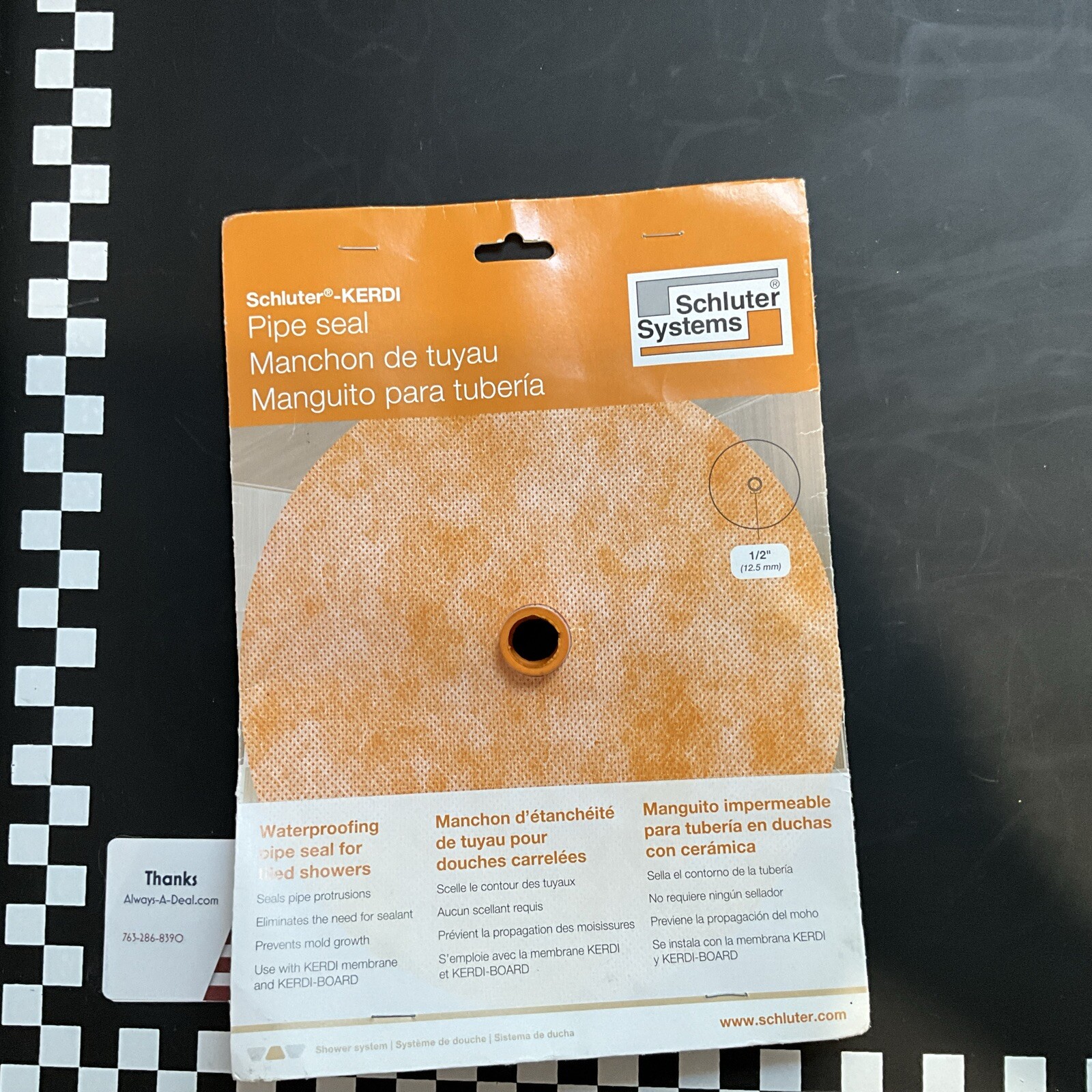 Schluter KERDI-SEAL 1/2″ Opening – Pipe NIPPLE Seal w Gasket – 4 mil KMS172/12