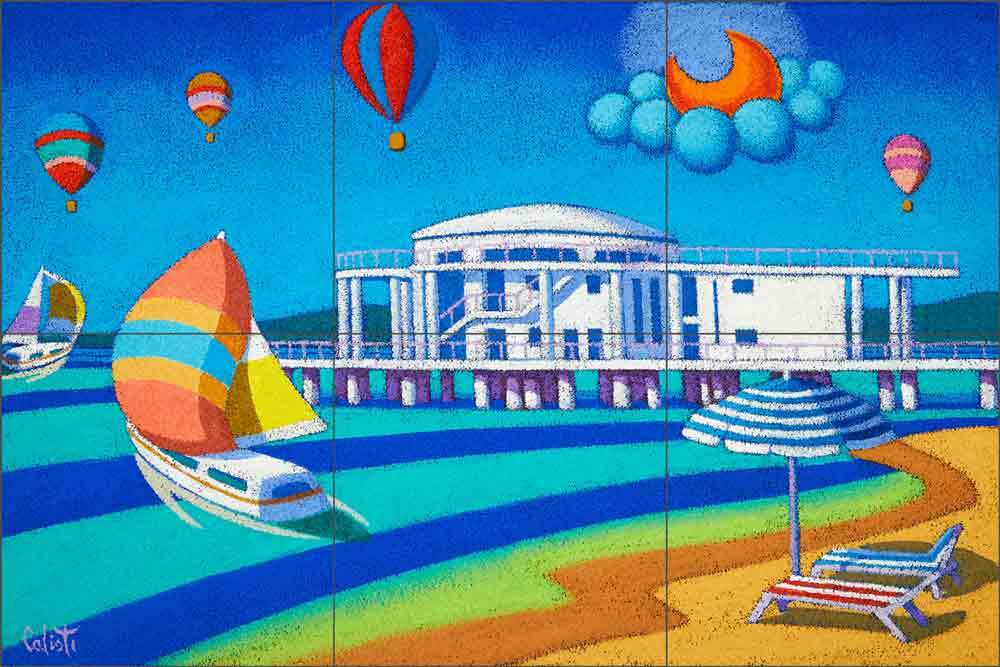 Boat Tile Backsplash Stefano Calisti Art Ceramic Mural POV-SC006
