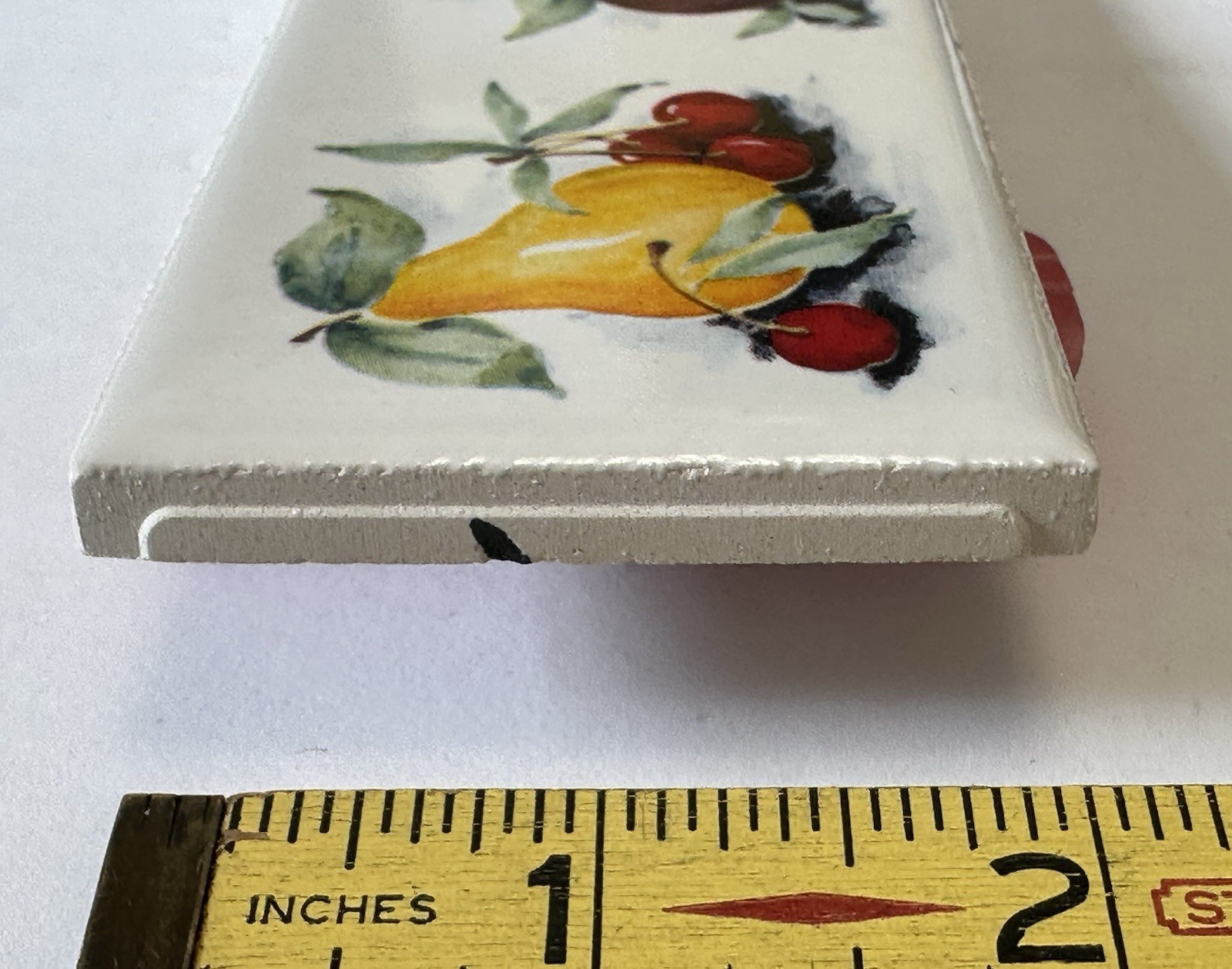 10 pieces: 2″ X 6″ Decorative Ceramic Listello Tile, Country Fruit, made USA