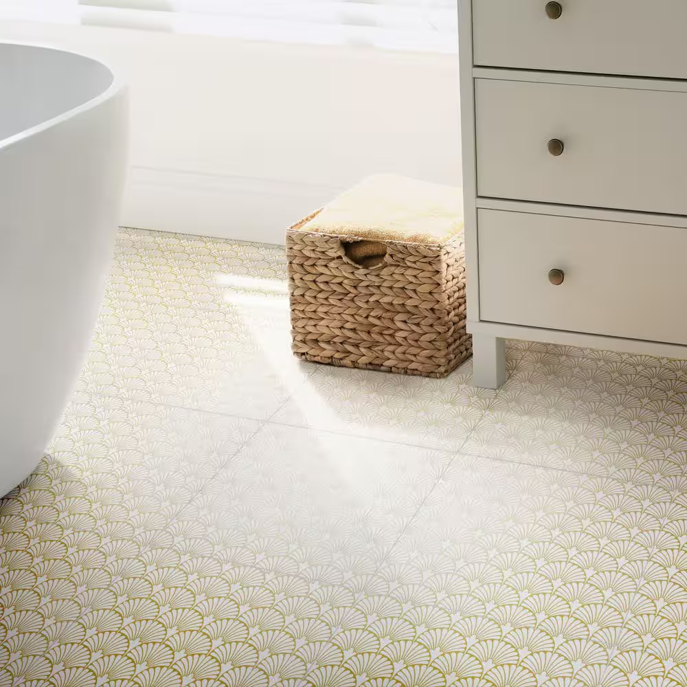 Art Deco Manhattan White 11-3/4 In. X 11-3/4 In. Porcelain Floor and Wall Tile (
