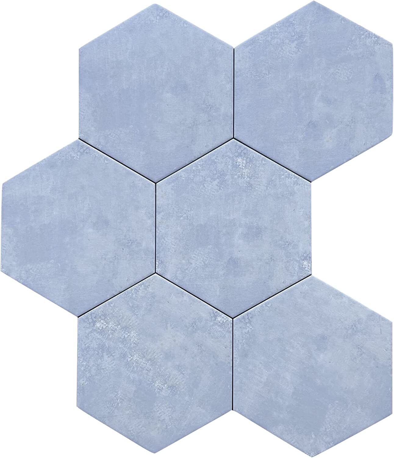8×9 Natura Collection Cerulean Blue Hexagon Porcelain Floor Tile (BOX OF 10)