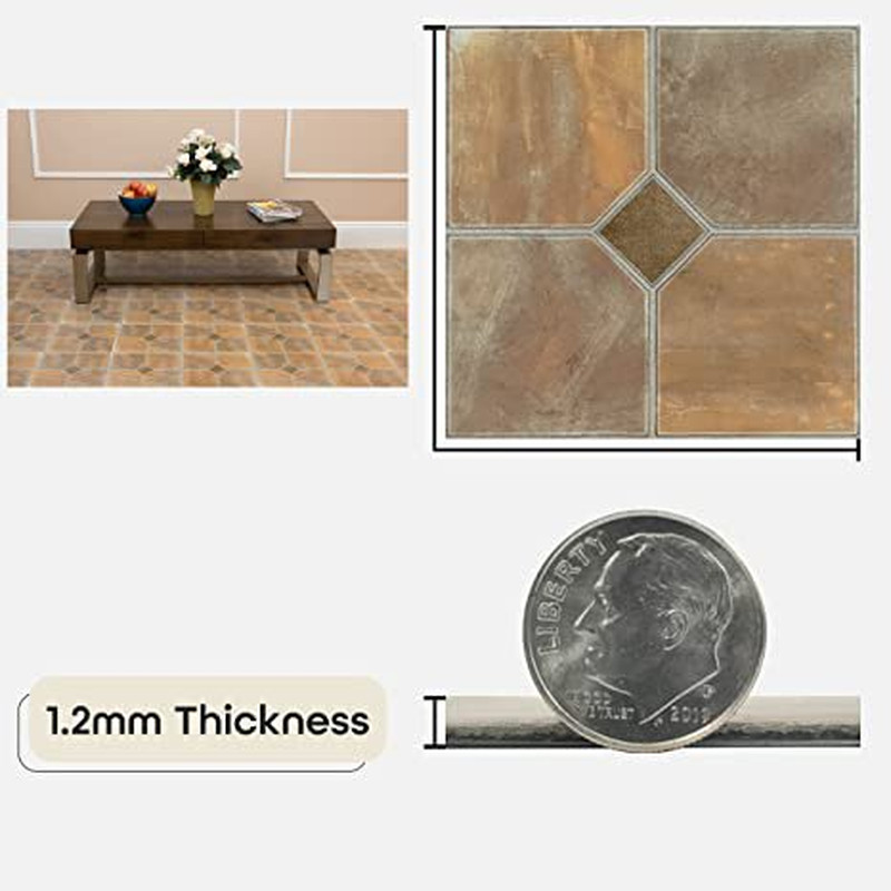 Thick Peel & Stick Vinyl Floor Tiles 20 Tiles/20 Sq. Ft. Rustic Slate 12″X12″