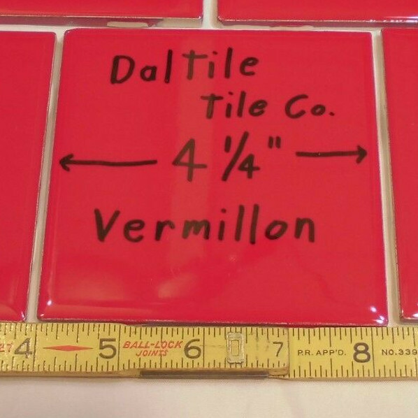 1 pc. Glossy Ceramic Tile *Vermillon*by Daltile…4-1/4″ Brilliant Red Color