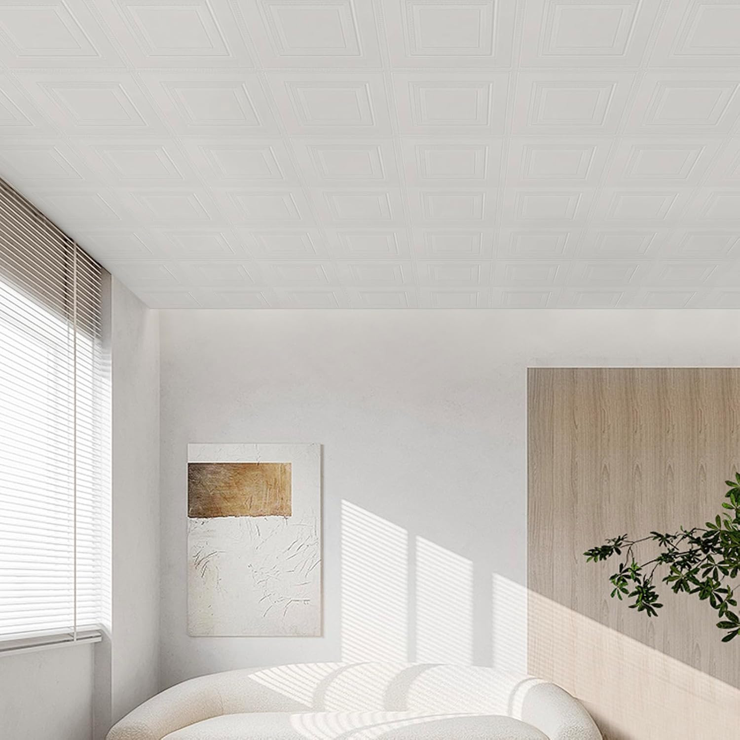 32 PCS Covered 42 Sq.Ft, Ceiling Tiles, Ceiling Tiles Peel and Stick, Self-Adhe