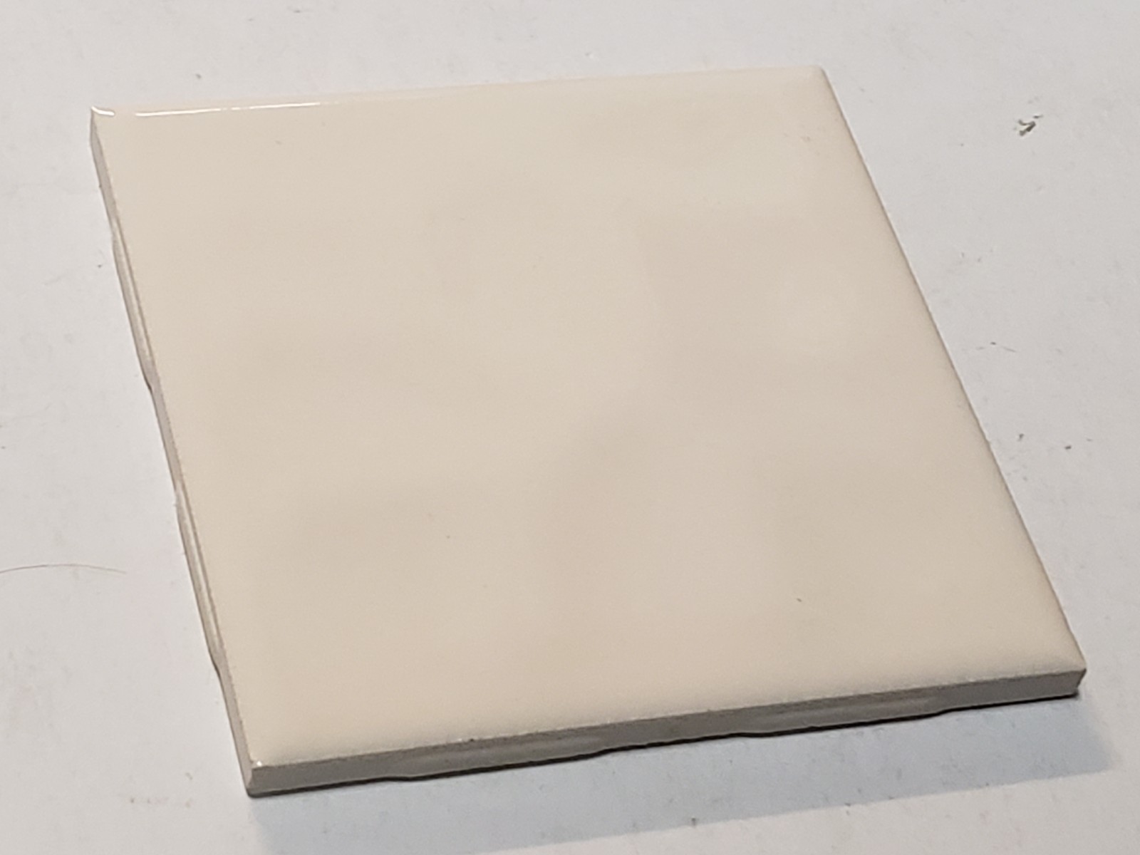 Vtg Lot 12 Huntington Pacific Ceramic Tiles Almond Glyce Gloss Wavy Ripple 4 1/4