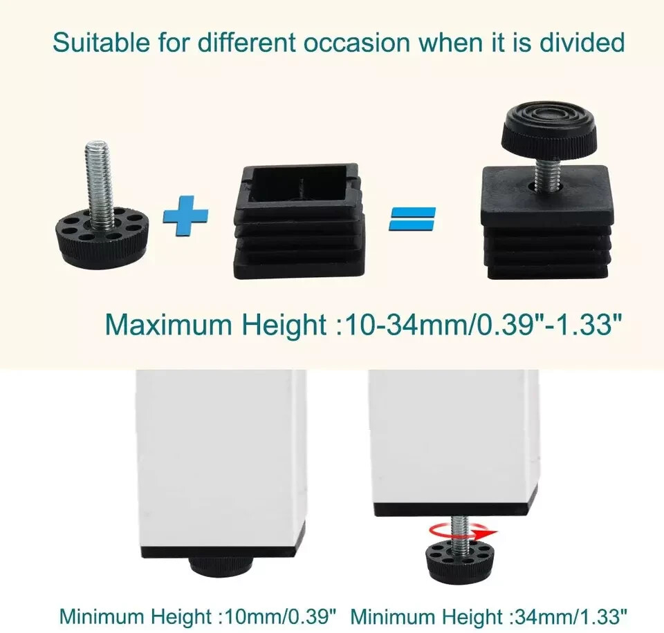 Uxcell Leveling Feet 25 X 25Mm Square Insert Furniture Adjustable Leveler 4 Sets