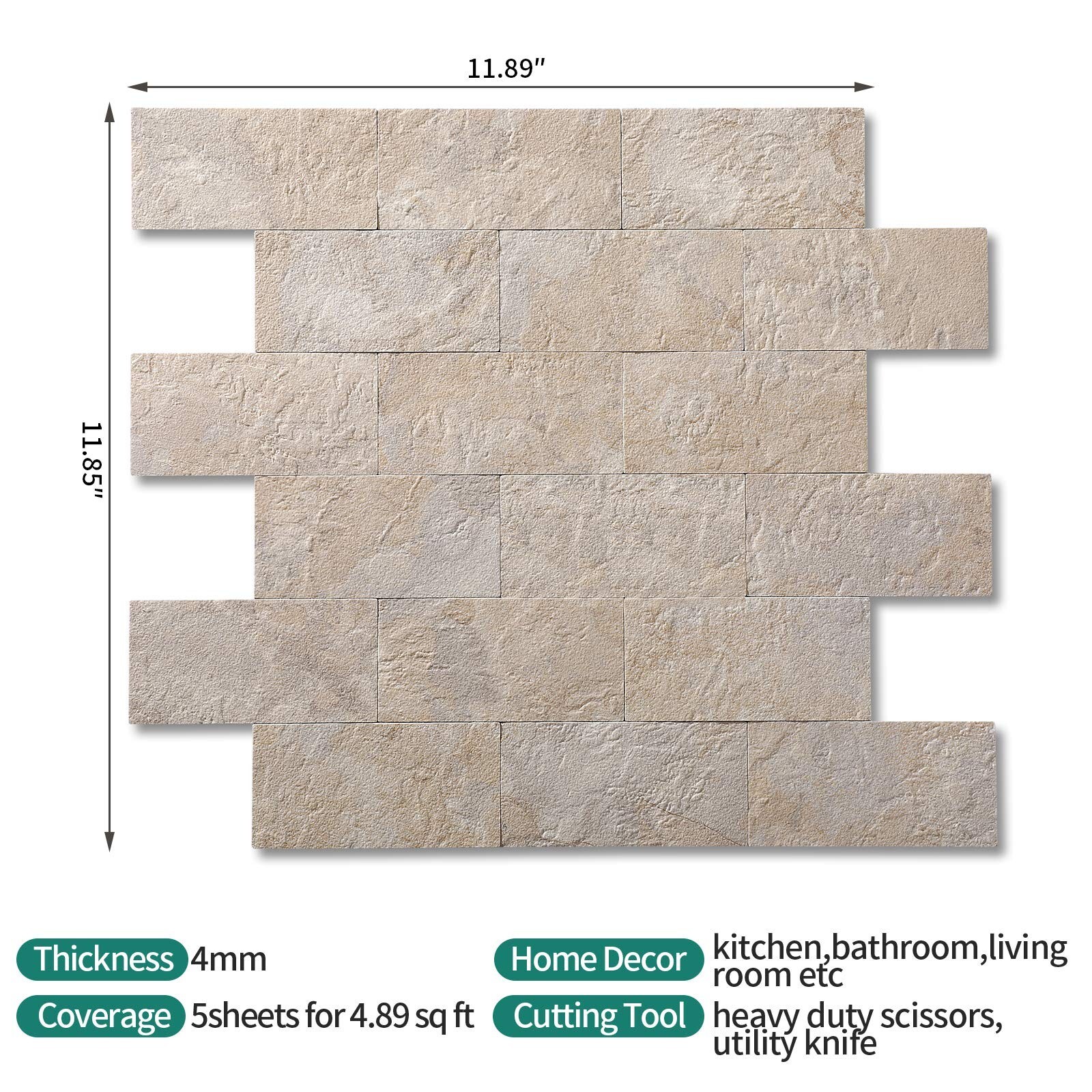10-Pack Peel and Stick Tile Backsplash 12″X12″ PVC Wall Tiles, Stick on Backs…