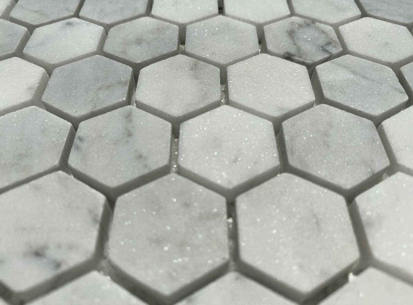 C31XH Carrara Marble 1″ Hexagon Tile Venato White Carrera Mosaic Honed