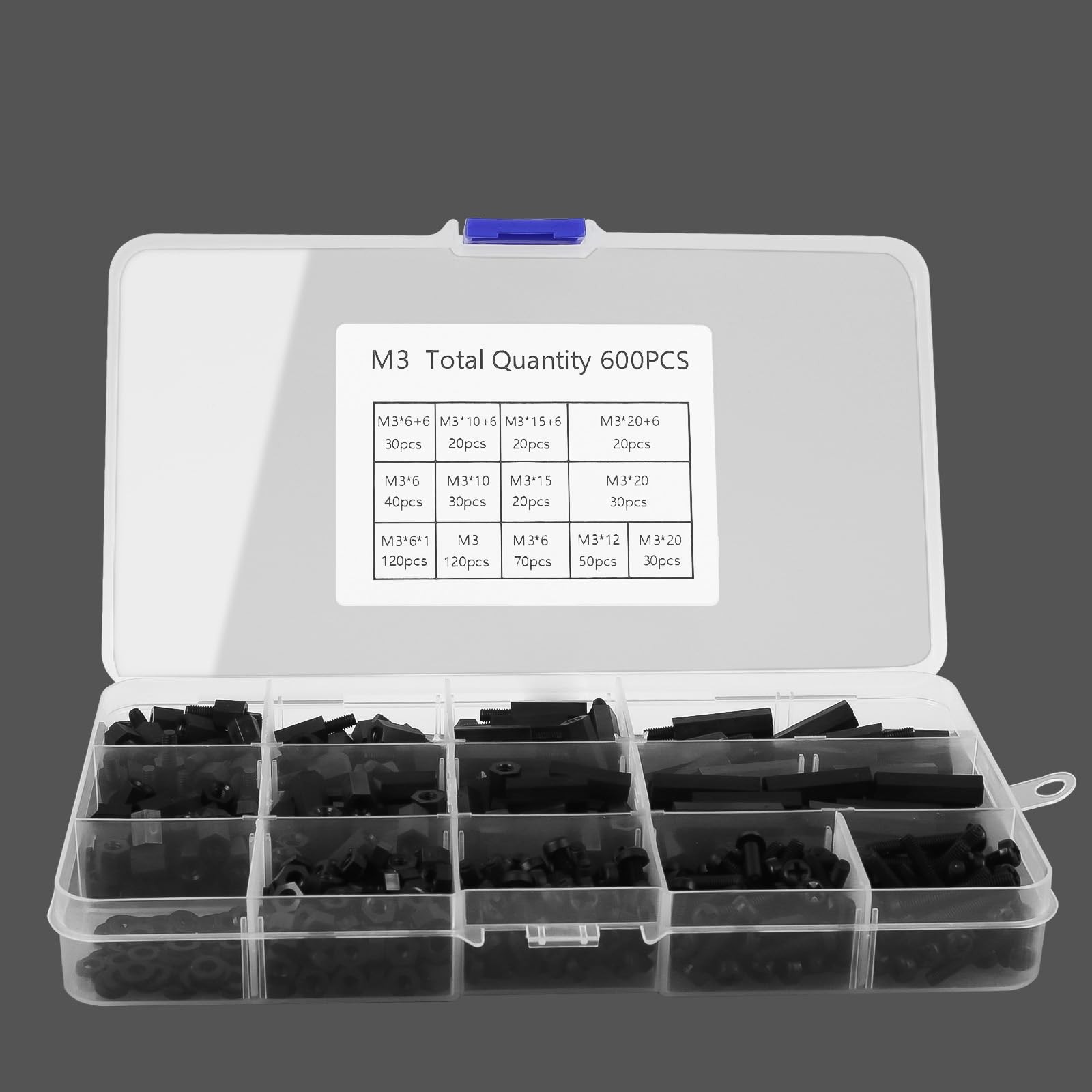 Meafeng 600PCS M3 Male Female Nylon Hex Spacer Standoffs M3, Black