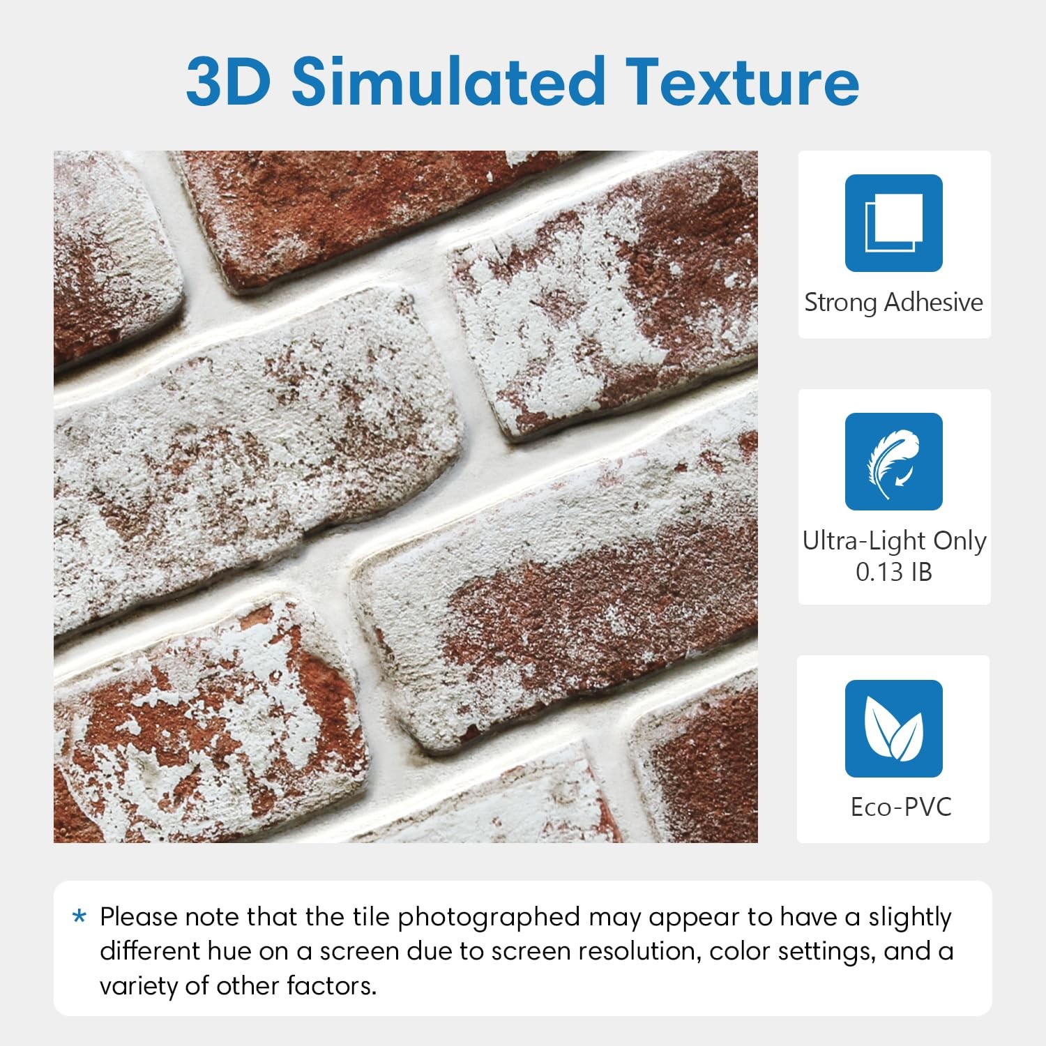 COMSTICKC 3D Faux Brick Wall Panels Peel and Stick,10 Pcs of 12″X12″,Small Si…