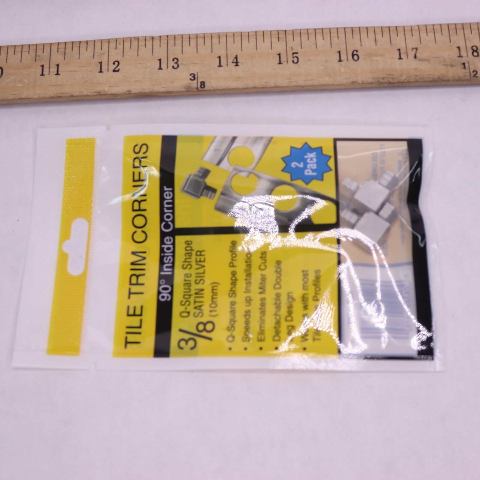 (2-Pk) TrimMaster Square Shape Inside Corner Tile Edging Trim 3/8″ IC8762MA2